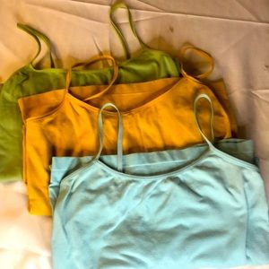 Bundle long tanks aqua, mustard, lime geeen